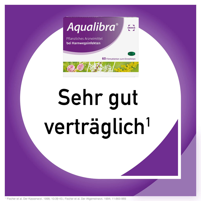 Aqualibra 60 film-coated tablets for cystitis & urinary tract infections - avoidance of antibiotics - herbal - from 12 years - NewNest Australia