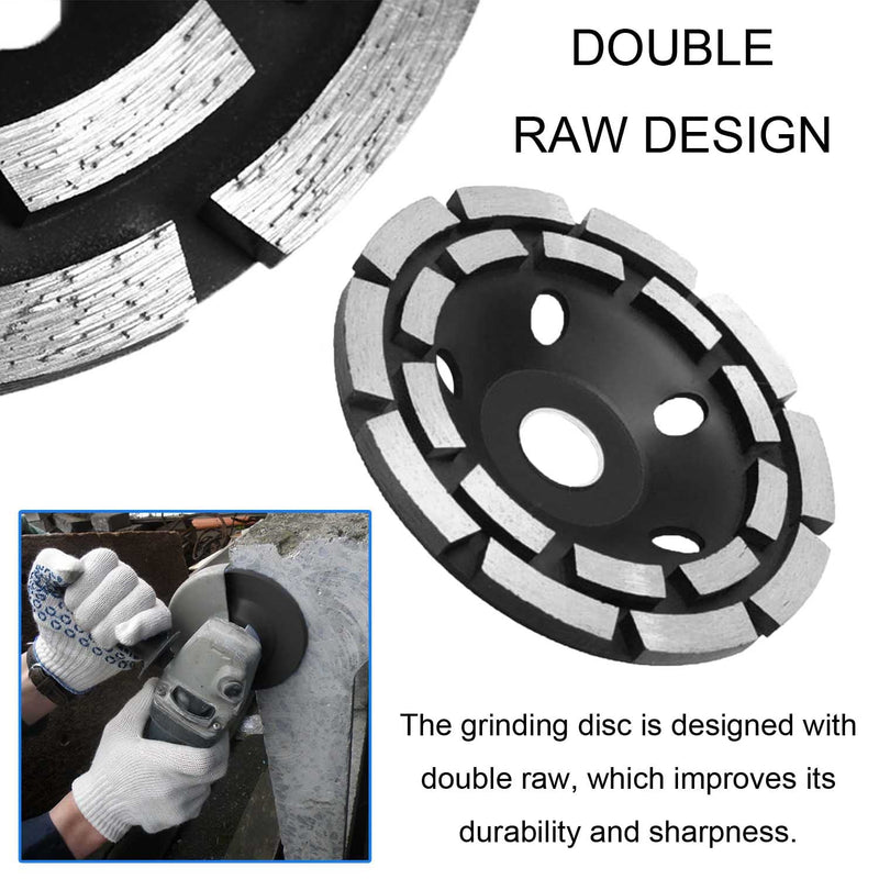 Double Row Diamond Cup - Surface Grinding Wheel, 5 Inch Heavy Duty Turbo Row Segment Grinder Disc Tool for Angle Grinder Polishing Concrete Masonry Granite Cleaning (125MM) 125MM - NewNest Australia