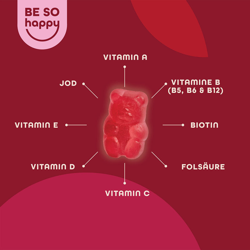 Multivitamin Gummy Bears, For Your Immune System, Fatigue And Exhaustion, With Vitamin A, B6, B12, C, D And E, Pack For 60 Days, Vegan, Gluten- And Lactose-Free, Besohappy - NewNest Australia
