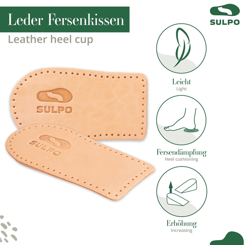 SULPO heel raising insoles - heel wedge for shoe elevation - high sole, boost sole - leather heel cushion - making insoles bigger - heel spur insoles - orthopedic wedge 5 mm L - 41-43 - NewNest Australia