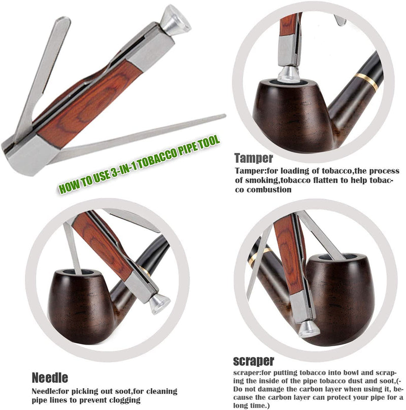 Scotte Tobacco Pipe Handmade Ebony Wood Root Smoking Pipe Gift Box and Accessories - NewNest Australia