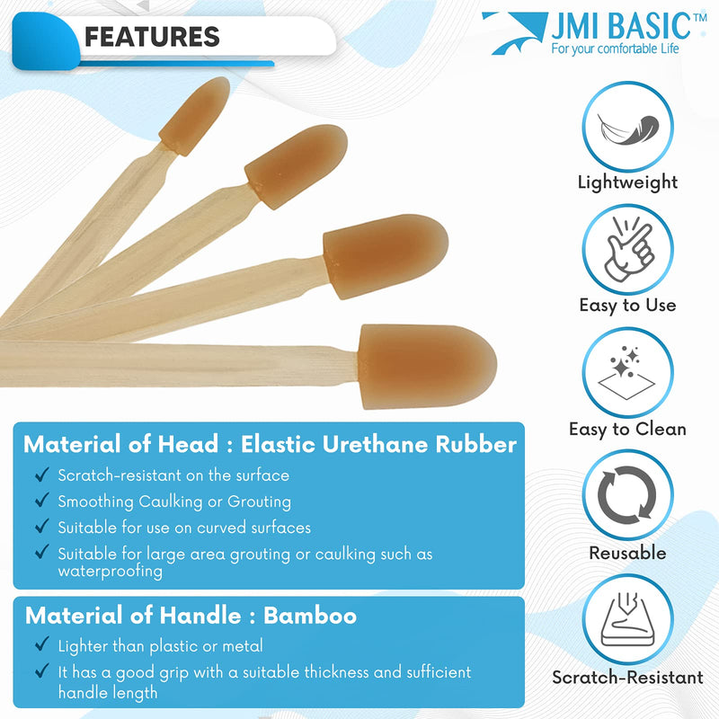 JMIBASIC Grout Caulk Finishing Tool - Assorted 4 Size Sets - Smooth Grout Sealant Silicone Caulking Tool - Rubber Spatula Spreader - Grout Sealer Applicator - Ergonomic Handle Grip (Wood) Wood - NewNest Australia