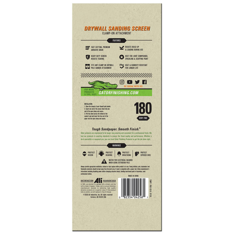 ALI INDUSTRIES 4256 Clamp-On Precut Drywall Sanding Screen, 180 Grit - NewNest Australia
