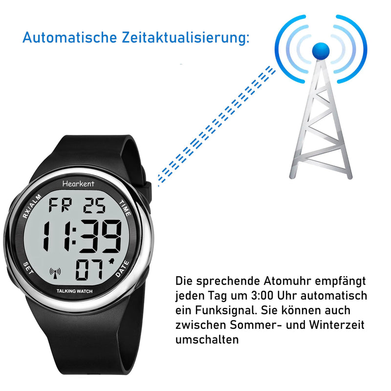 Hearkent Talking Watch for Visually Impaired or Seniors LCD Large Number Easy to Read Atomic Talking Watches for Blind People Silver - NewNest Australia