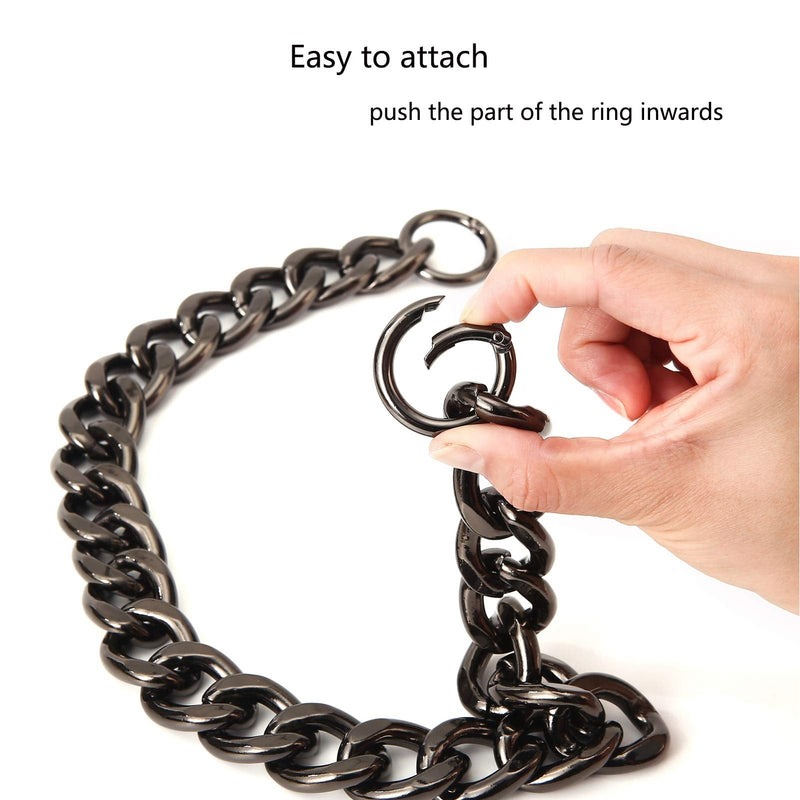 Xiazw DIY Heavy Chunky Aluminum Metal Purse Handle Bag Chain Charms Strap Replacement Handbag Accessories Decoration (Black) Black - NewNest Australia