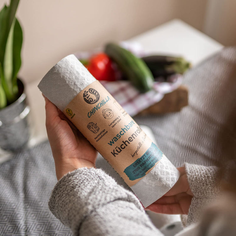 Chinchilla Washable Kitchen Roll | 12 Sustainable All-Purpose Wipes | Made In Germany | Sustainable Products & Zero Waste | Alternative Kitchen Roll | Reusable Gray Kitchen Towels, Highly Absorbent - NewNest Australia