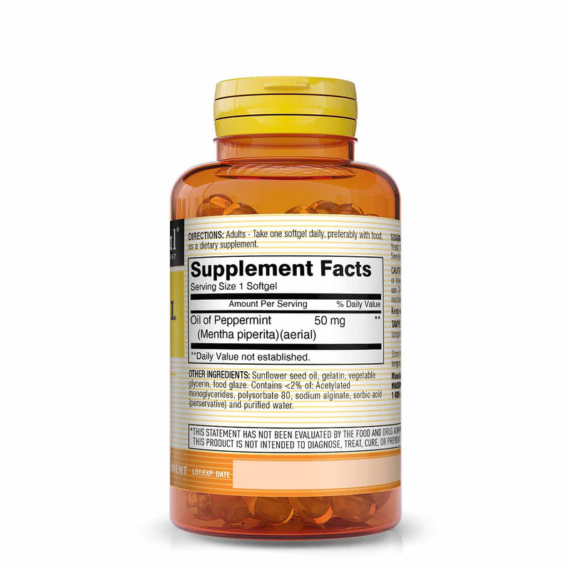 Mason Natural Peppermint Oil 50 mg"Enteric Coated" - Natural Gastrointestinal Comfort, Supports a Healthy Gut, Bowel Soothing Dietary Supplement, 90 Softgels - NewNest Australia