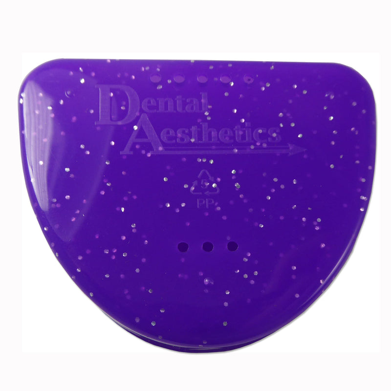 Slim Orthodontic Dental Case x 2 - Colour & Glitter Choices for Retainers, Bleaching Trays, Dentures & More (Glitter Pink & Glitter Purple) Glitter Pink & Glitter Purple - NewNest Australia