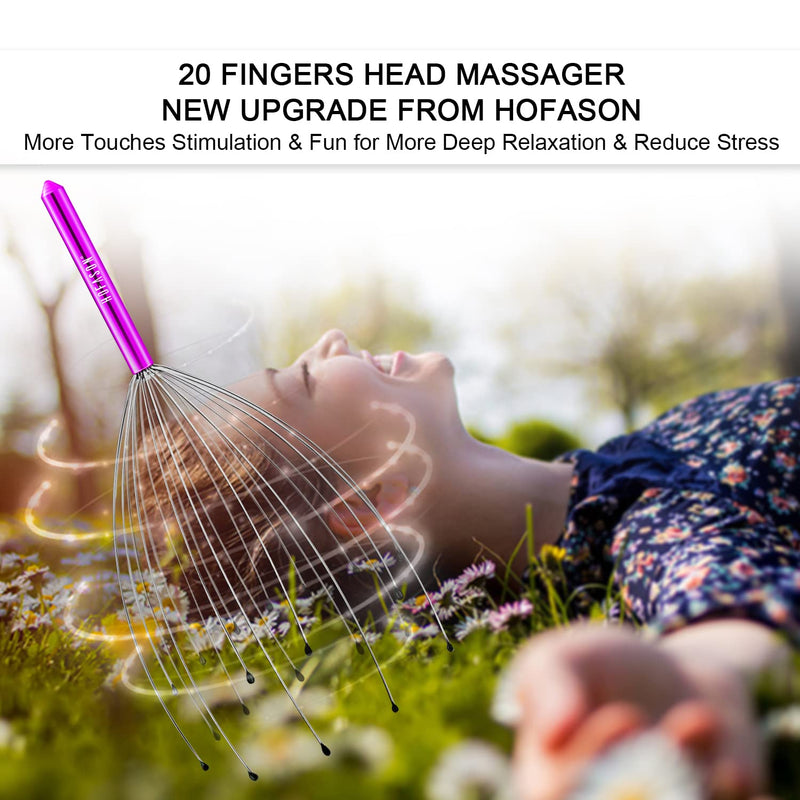 HOFASON Head Massager Scalp Scratcher with 20 Fingers, Handheld Head Scratcher Tingler Massage for Deep Relaxation, Hair Stimulation and Body Stress Relax(Random Colors) 1 Pack - NewNest Australia
