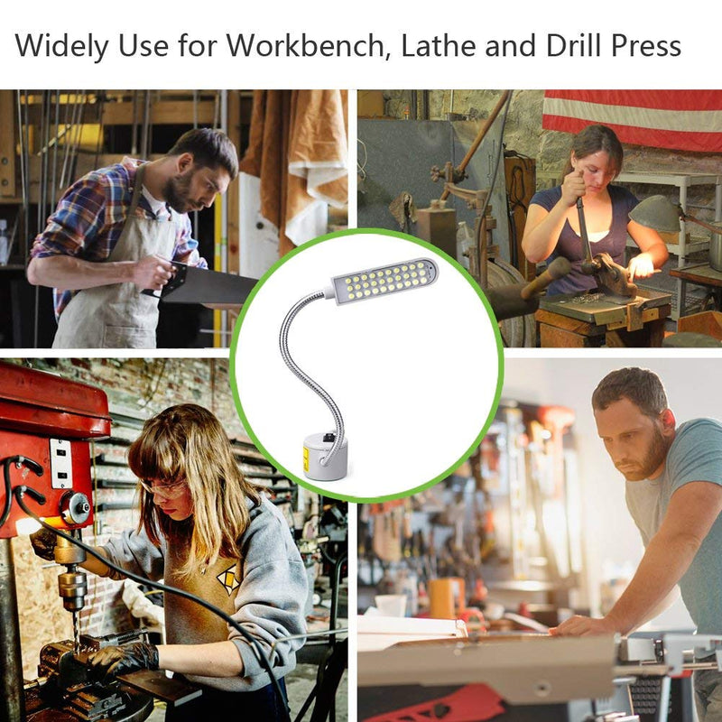 EVISWIY Sewing Machine Light LED Sewing Lighting (30LEDs) for Workbench Lathe Drill Press Flexible Gooseneck Arm Work Lamp with Magnetic Base 2Pcs Mounting Dics + 2 Pcs 3M Sticker - NewNest Australia