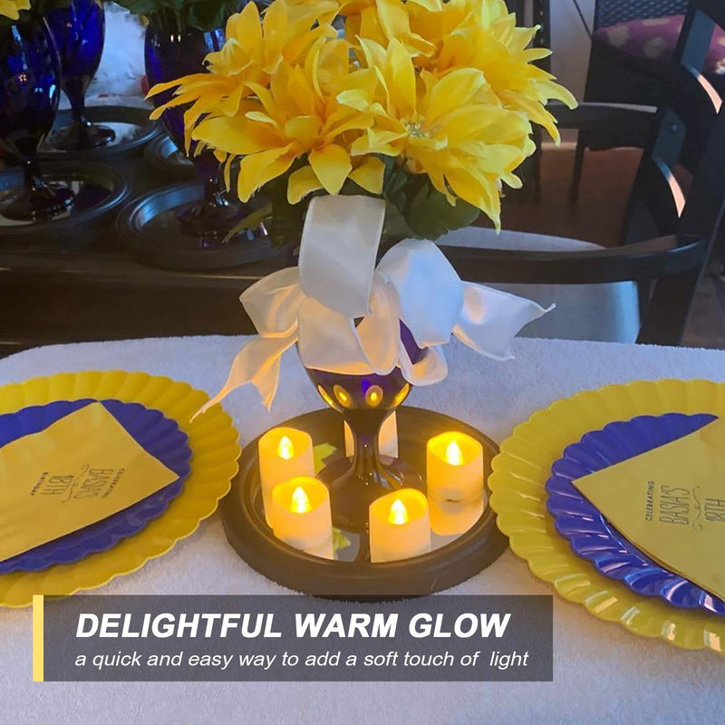 Homemory LED Candles, Lasts 2X Longer, Realistic Tea Lights Candles, LED Tea Lights, Flickering Bright Tealights, Battery Operated/Powered, Flameless Candles, White Base, Batteries Included, Set of 12 Bright Yellow - NewNest Australia