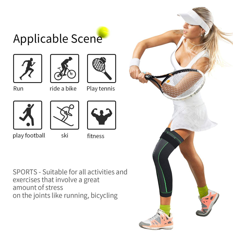 Full Leg Sleeves Long Compression Leg Sleeve Knee Sleeves Protect Leg, for Man Women Basketball, Arthritis Cycling Sport Football, Reduce Varicose Veins and Swelling of Legs(Pair) Green-Updated Medium (1 Pair) - NewNest Australia
