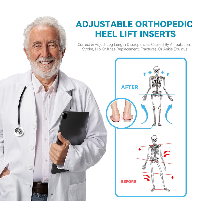 Sumifun 4-Layer Adjustable Orthotic Heel Lift Inserts, Height Increase Heel Cushion For Leg Length Differences, Heel Spurs, Heel Pain, Sports Injuries And Achilles Tendonitis - NewNest Australia