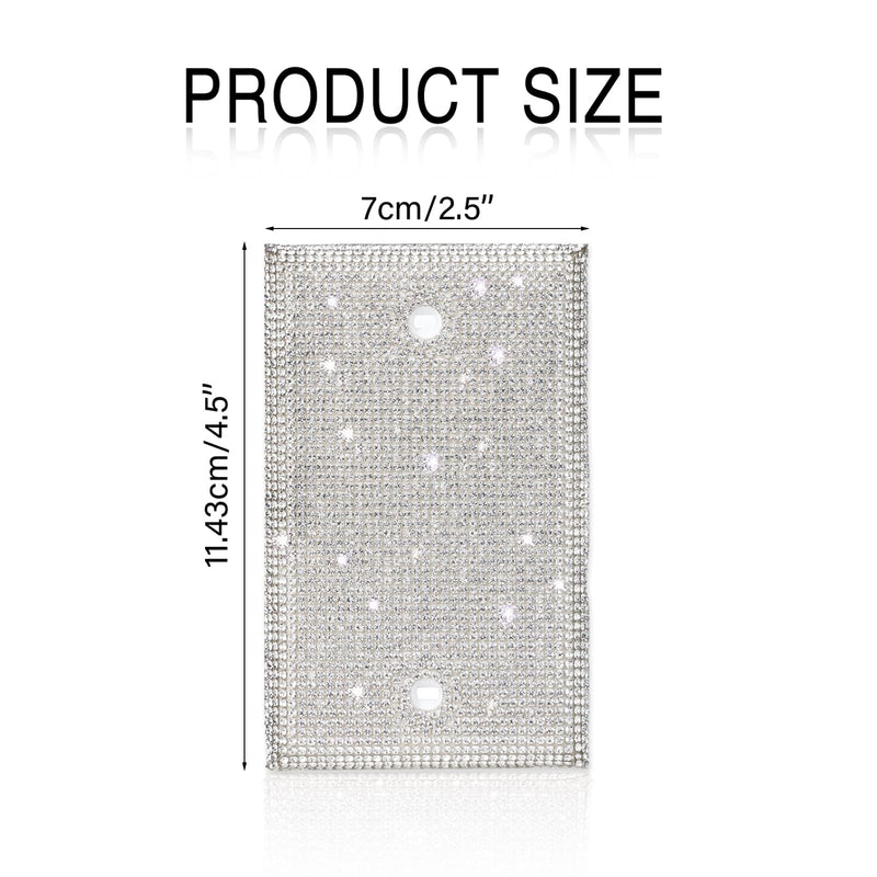 4Pcs Bling Light Switch Cover Shiny Silver Rhinestones Wall Plate Light Switch Wall Plate Cover Sparkly Diamond Plate Outlet Decorative Glitter Outlet Covers (Blank Flat) Blank Flat - NewNest Australia