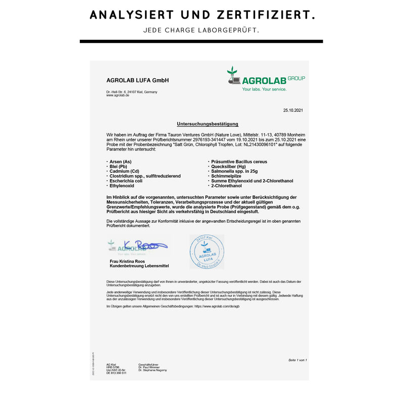 Liquid chlorophyll from alfalfa (50 ml) - high dose with 200 mg chlorophyllin per daily dose - alternative to chlorophyll tablets - vegan, laboratory tested and produced in Germany - NewNest Australia