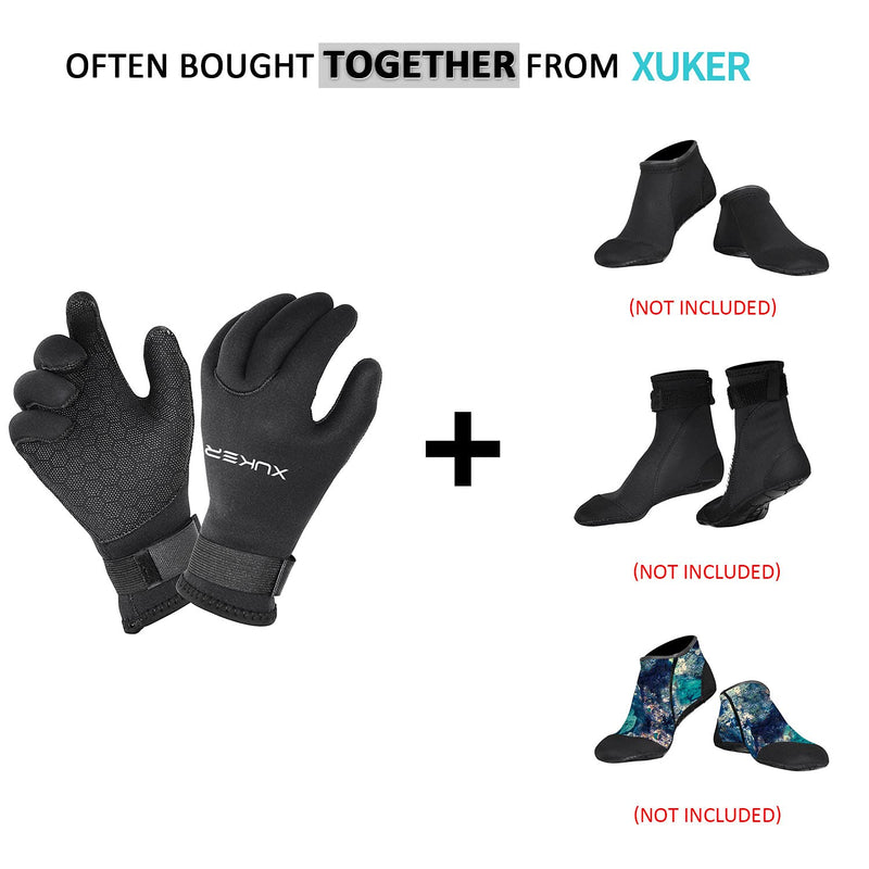 XUKER Water Gloves, 3mm & 5mm Neoprene Five Finger Warm Wetsuit Winter Gloves for Scuba Diving Snorkeling Paddling Surfing Kayaking Canoeing Spearfishing Skiing 5mm-black Medium - NewNest Australia