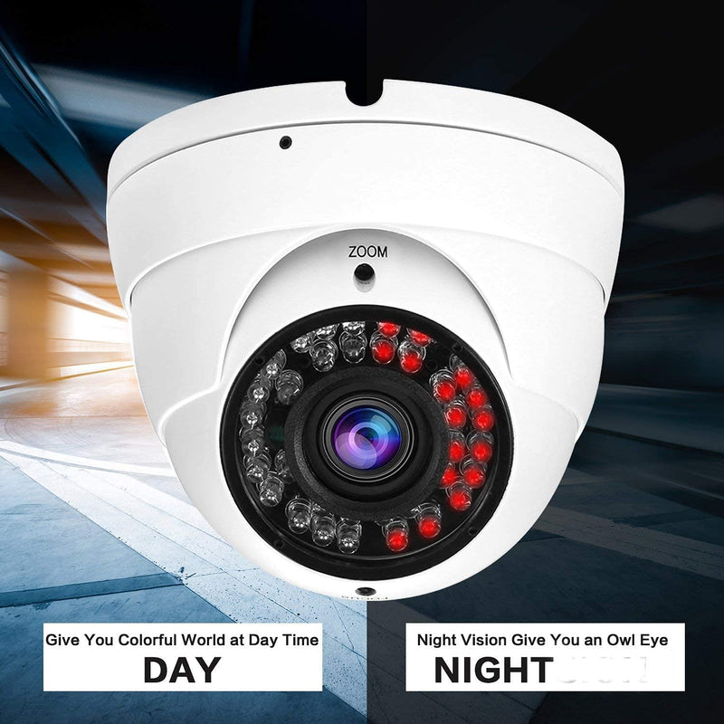 Anpviz 2MP CCTV Camera HD 1080P 4-in-1 (TVI/AHD/CVI/960H CVBS) Security Dome Camera, 2.8-12mm Varifocal Lens Analog Video Surveillance, Wide Angle Viewing Day & Night Indoor Outdoor Waterproof (White) White - NewNest Australia