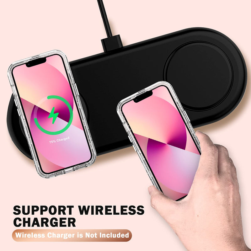 ACKETBOX for iPhone 13 Case with Screen Protector and Camera Protective Film，Heavy Duty PC Back Case + Front Cover and Clear TPU Full Body Protective Cover for iPhone 13 6.1 inch 2021 (Flowers) Flowers - NewNest Australia