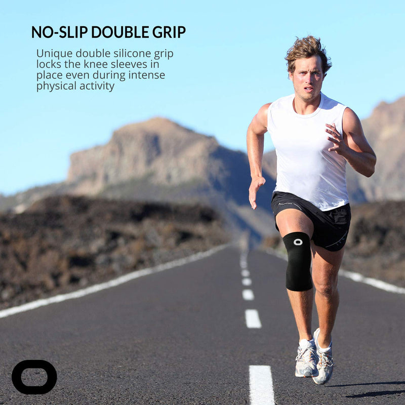 Crucial Compression Knee Sleeve (1 Pair) - Best Knee Braces for Knee Pain for Men & Women - Non-Slip Knee Support for Running, Weightlifting, Basketball, Gym, Workout, Sports X-Small (13.0-15.5") Measure 3" Above Kneecap Black - NewNest Australia
