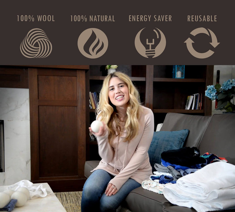 Wool Dryer Balls - Natural Fabric Softener, Reusable, Reduces Clothing Wrinkles and Saves Drying Time. The Large Dryer Ball is a Better Alternative to Plastic Balls and Liquid Softener. (Pack of 6) - NewNest Australia