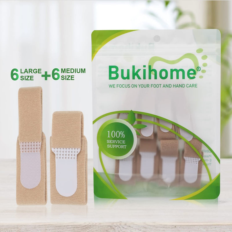 Bukihome Up-Grade Hammer Toe Straighteners for Bent Toes, 12 Pack Toe Splints, Toe Corrector, Toe Wraps for Curled Toes, Crooked Toes and Hammer Toes（6 Large Size & 6 Middle Size） Coffee - NewNest Australia