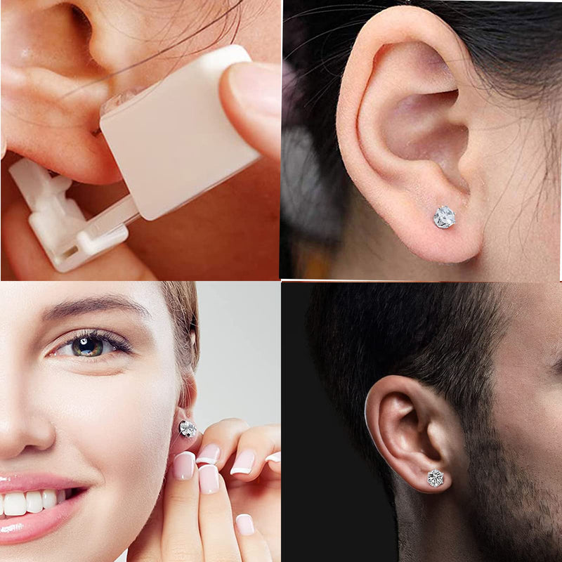 Ear Piercing Kit – 4 Pack Self Ear Piercing Gun, Disposable Ear Pearcings Kit with 5mm Silver Earring Studs Safety Ear Piercing Gun Kit Tool - NewNest Australia