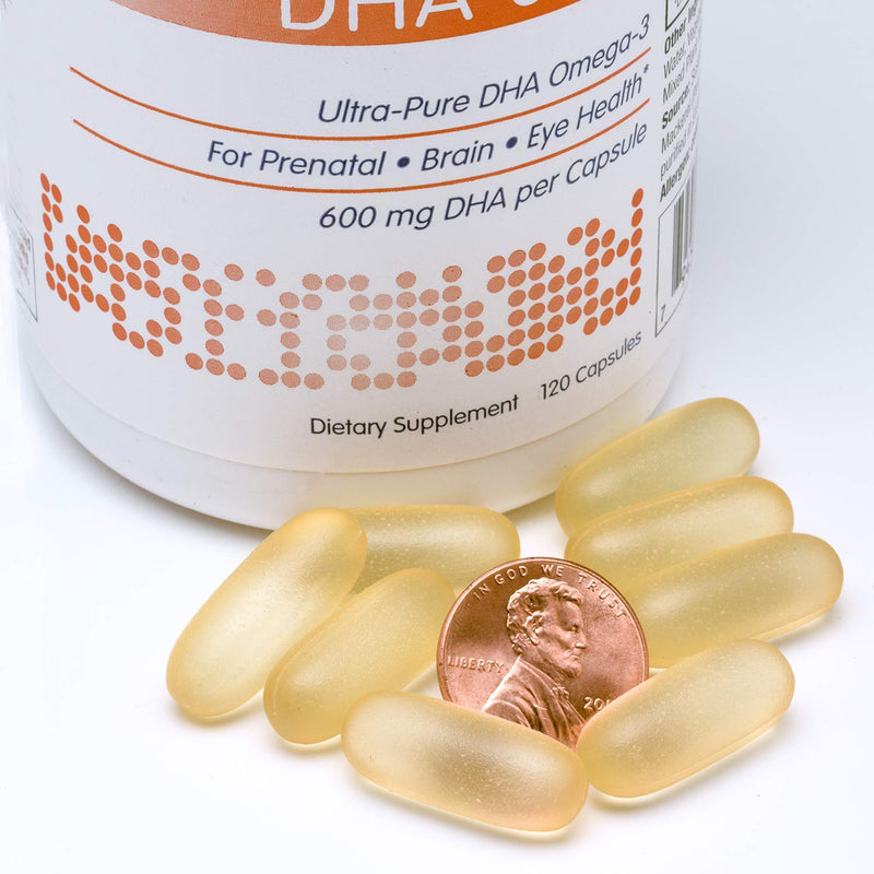 OmegaVia DHA 600 mg - Ultra-Pure DHA Supplements, Omega-3 for Brain & Eyes - Prenatal DHA Omega 3 Nutrient for Prenatal, Pregnant, and Nursing Women - Burpless, IFOS Tested for Mercury - 120 Capsules - NewNest Australia