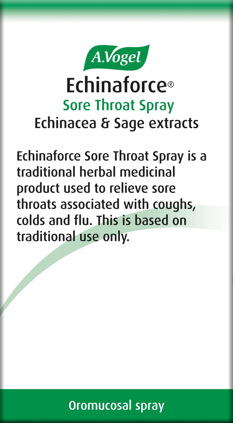 A.Vogel Echinaforce Sore Throat Spray | Extracts of Fresh Echinacea & Sage | 136 Sprays | Used for Targeted Relief from Sore Throats | Suitable for Vegans | 30ml - NewNest Australia