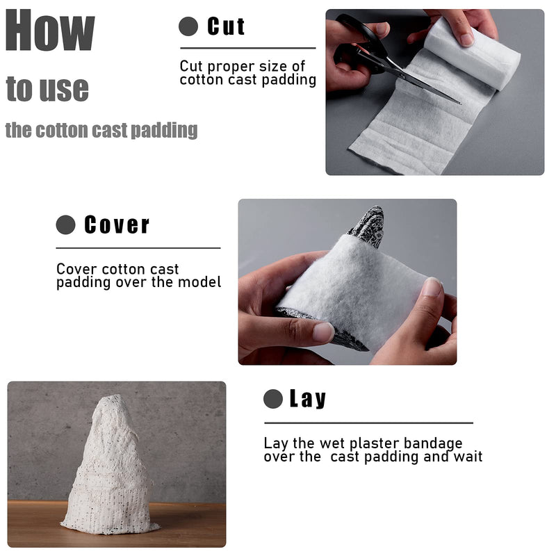 6 Rolls Cast Padding Soft Individual Pack Padding Use with Plaster Cloth Gauze Bandage for Halloween Wrap Bandage Art Projects, Body Casts, Mask Making, Hobby Craft, 4 Inch x 8.8 ft - NewNest Australia