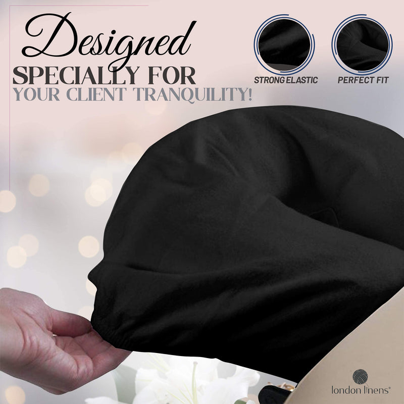 London Linens Pack of 4, Premium Extra Thick 100% Cotton Flannel Massage Tables Face Cradle Covers Cozies Fitted - Includes 4 pcs (Black) Black - NewNest Australia