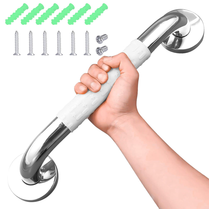 Bath Safety Grab Rail White, 12 Inch Stainless Steel, Anti-Slip Shower Handles for Elderly, Grab Bar with Ridges, for Towel Rail, Disabled, Injured, or Post-Op, Bathroom Safety Aid - NewNest Australia