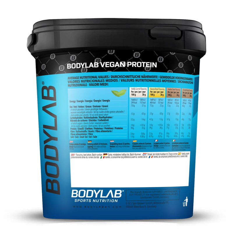 Bodylab24 Vegan Protein Banana Bread, 1000 G, 100% Vegan Protein Powder From Farm Beans, Pea And Pumpkin Seed Protein, With 80 G Protein Each 100 G Powder, Ideal For Muscle Building And Maintenance - NewNest Australia