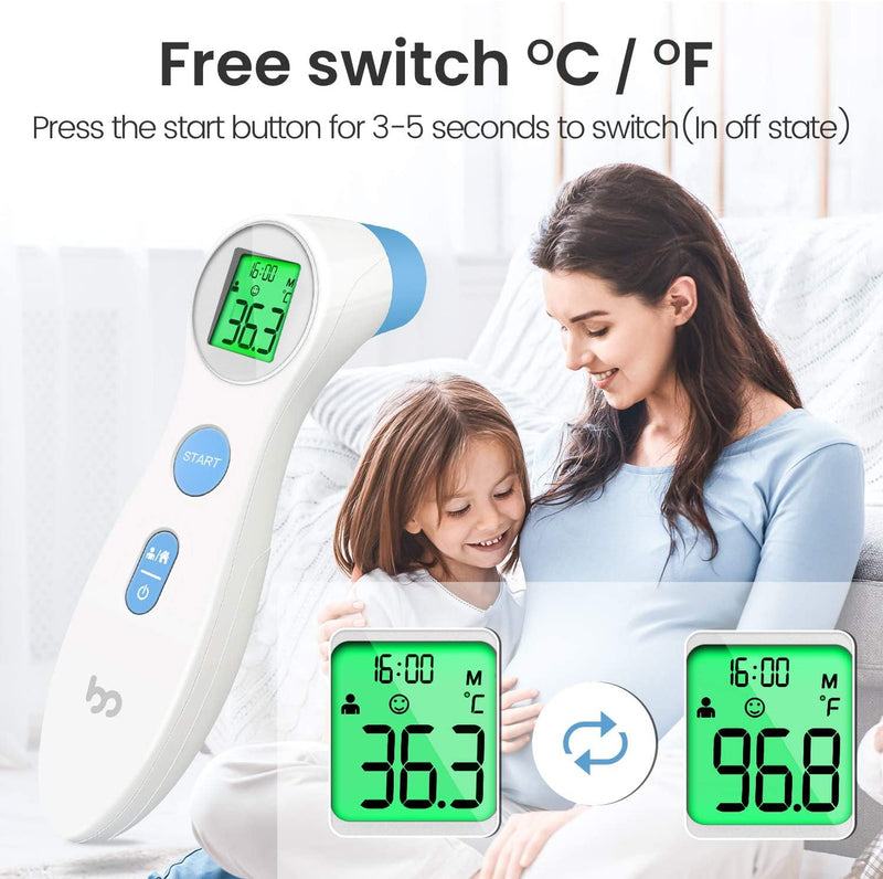 Fever thermometer for babies, children and adults, contactless forehead thermometer, infrared digital thermometer with immediate accurate reading, fever alarm, white - NewNest Australia