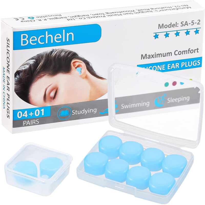 Reusable Silicone Ear Plugs, Waterproof Noise Cancelling Ear Plugs for Sleeping, Shooting, Airplanes, Concerts, Mowing, 22dB Highest NRR Blue - NewNest Australia