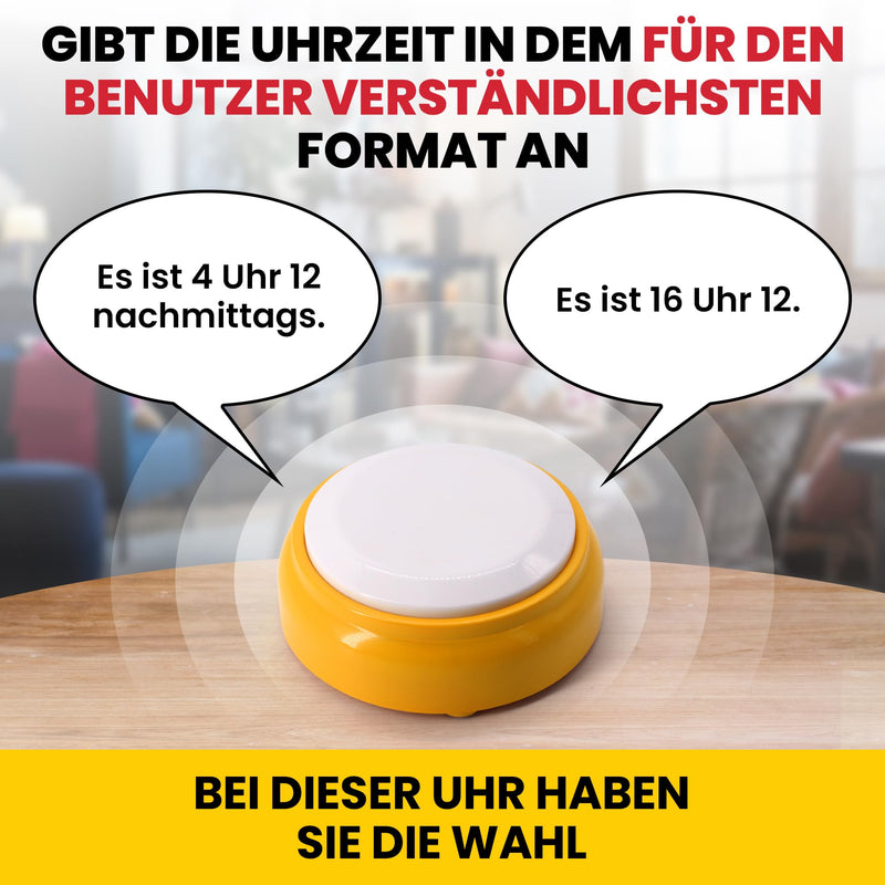 Top Life Talking Clock 12 Hour Format - Easier to Understand - Voice Clock for Elderly, Visually Impaired, Blind, Alzheimer's Patients - High Visibility Alarm Clock, German Voice - NewNest Australia