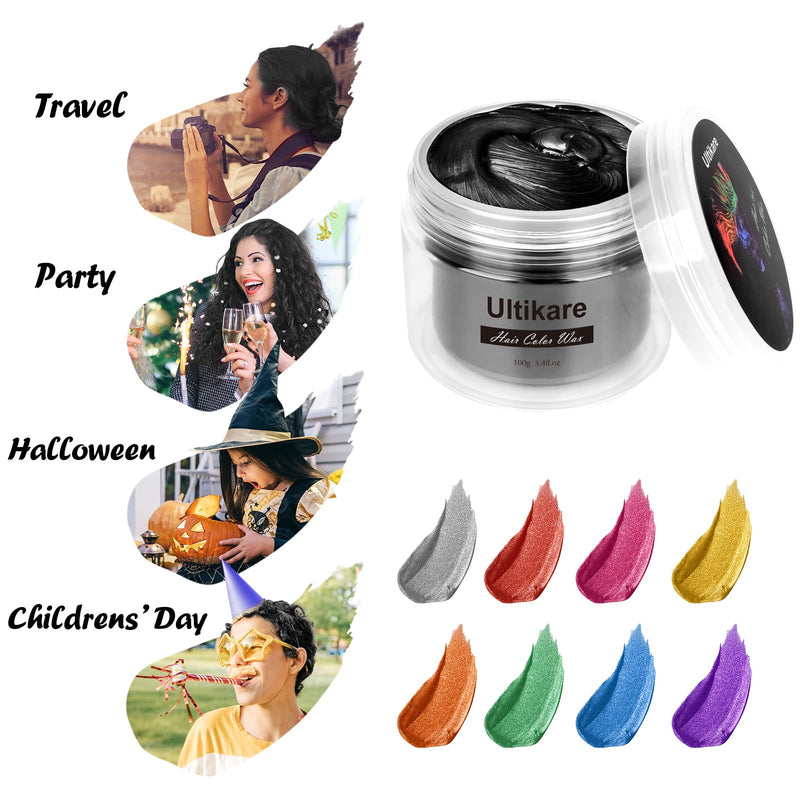 Hair Colour Wax, Ultikare Temporary Wash out Color Hair Dye for kids, Instant Hair Cream Mud Gel Professional Unisex Hairstyle Color Pomade,Hair Clays Men Women Cosplay & Halloween 3.4 Fl Oz (Black) Black - NewNest Australia