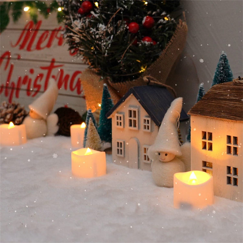 Homemory LED Candles, Lasts 2X Longer, Realistic Tea Lights Candles, LED Tea Lights, Flickering Bright Tealights, Battery Operated/Powered, Flameless Candles, White Base, Batteries Included, Set of 12 Bright Yellow - NewNest Australia