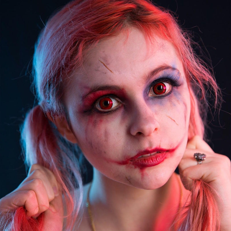 Red Crazy Fun contact lenses 'Red Flower' without strength with free lens case - top quality for carnival, carnival and Halloween 2024 0.0 diopters 8.6 millimeters 14.00 millimeters 2.0 - NewNest Australia