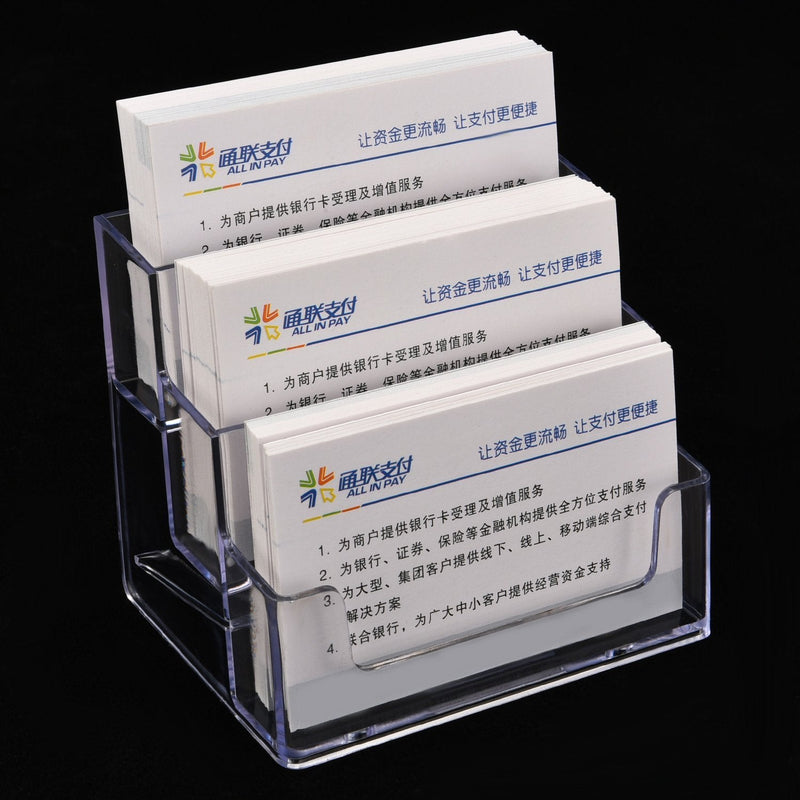 2 Pack Business Card Holder 3 Tiers Plastic Card Stand Organizer Clear Card Holder Display for Office, 180 Cards Capacity 2 - NewNest Australia