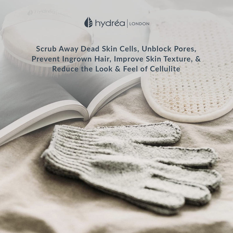 Hydrea London Exfoliating Gloves - Carbonised Bamboo Face Exfoliator & Body Scrubber for Men & Women - Deep-Cleansing & Smoothing Shower Mitt Exfoliant - Charcoal Facial Bath Scrub for Skincare - NewNest Australia