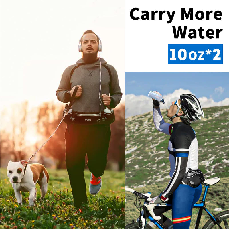 PYFK Upgraded Running Belt with Water Bottles, Hydration Belt for Men and Women, Water Bottle Holder Running Pouch Belt, Fanny Pack Fits 6.5 inches Phones, Waist pack for Running Hiking Climbing black(black) - NewNest Australia
