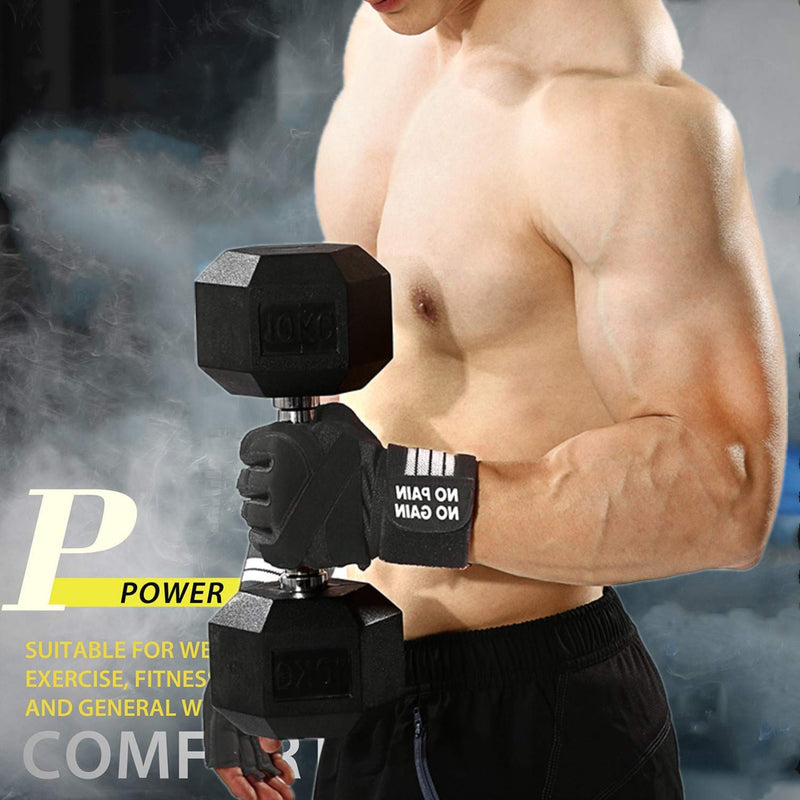 Weightlifting Workout Gloves Full Half Finger with Wrist Strap Support, Padded Grip for Weight Lifting Gym Fitness Exercise Training Men Male Full-Black Large - NewNest Australia