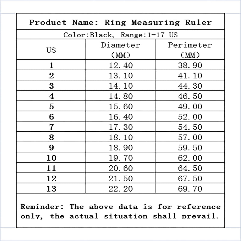 1 Pack US Ring Sizer Measuring Gauge, 1-17 US Rings Size, Plastic Finger Sizing Measure Tool, Reusable, Black - NewNest Australia