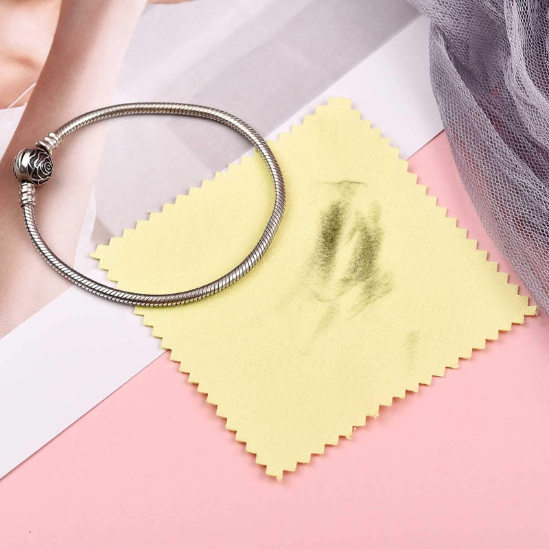 SEVENWELL 50pcs Jewelry Cleaning Cloth Yellow Polishing Cloth for Sterling Silver Gold Platinum Small Polish Cloth 8x8cm - NewNest Australia
