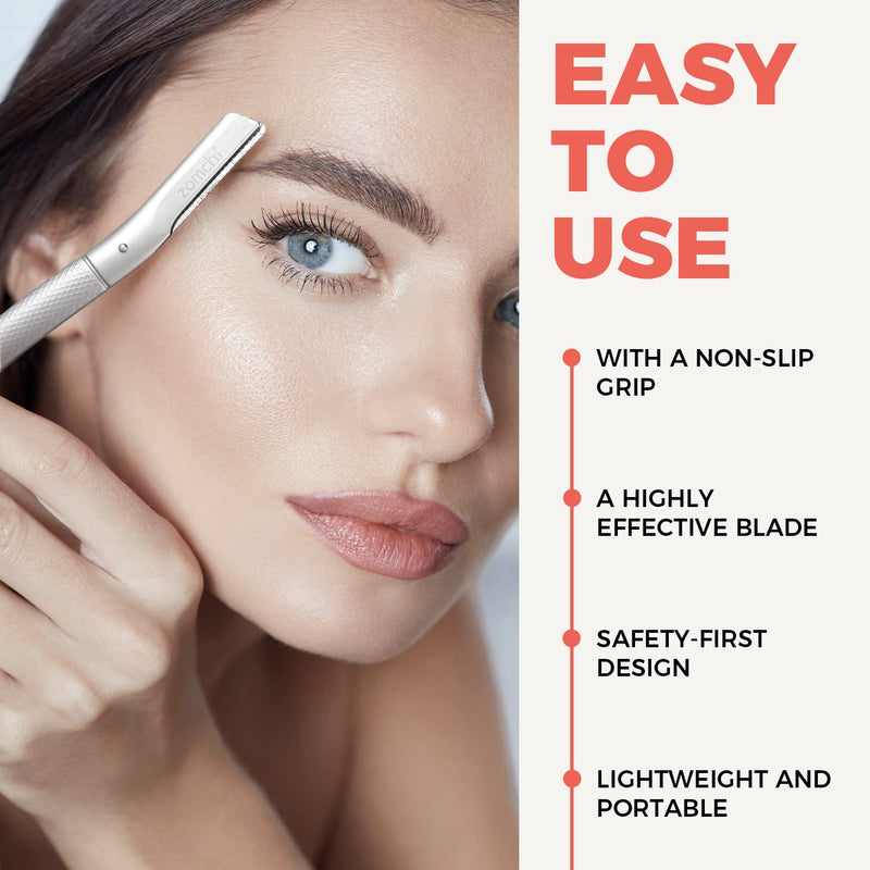 Eyebrow Razor, Reusable Facial Razor for Men & Women, Stainless Steel Eyebrow Trimmer Shaper with Precision Cover, Dermaplaning Tool, Facial Razor with 6 Blades (Silver) Silver - NewNest Australia