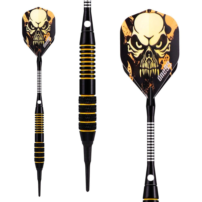 ONE80 Soft Tip Darts Set, 16grams, 12 Pack Steel/Brass Barrel, with Extra Flights, Aluminum Shafts, Flight Protectors and Tool Kit Steel Barrel - NewNest Australia