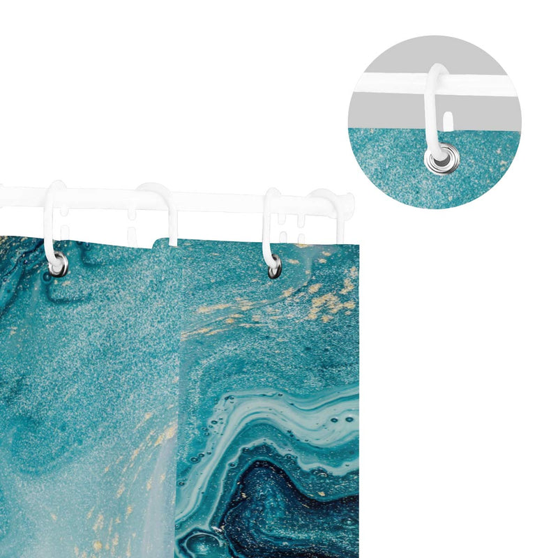 DZGlobal Marble Shower Curtain Natural Luxury Ocean Art The Ripples of Agate with Beautiful Blue Paint and Gold Powder for Bathroom Decor Polyester Fabric Waterproof Shower Curtains Set with 12 Hooks Luxury Ocean Marble 72x72 Inch - NewNest Australia