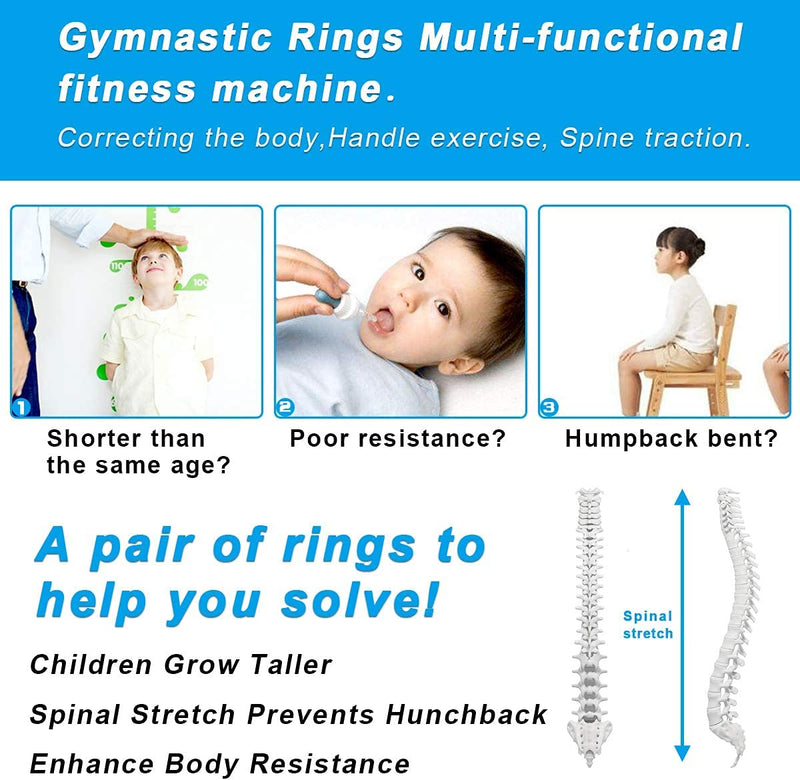 Gymnastics Rings for Kids Bars, Exercise Hanging Rings with Straps Professional Fitness Rings Pull Up Rings Children Trapeze Bar Pull Up Gym Rings Kids Home Exercise Rings, Non-Slip Load-bearing 200KG - NewNest Australia