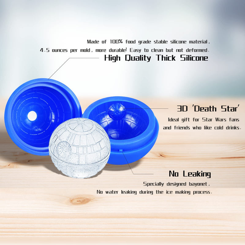 Death Star Ice Cube Mold 2 Packs Large Ice Ball Maker Silicone Ice Mould Tray and Chocolate Maker Tools for Whiskey, Bourbon and Cool Drinks (2) - NewNest Australia
