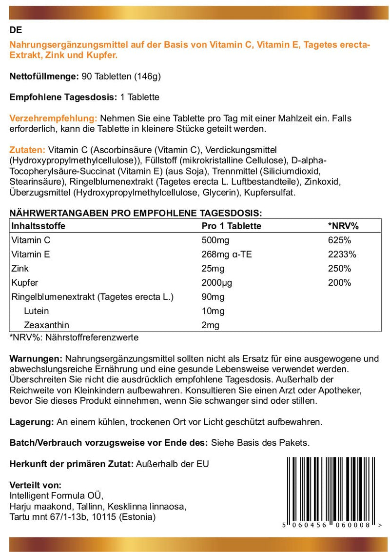 AREDS2 VISION DEFENDER AMD eye supplement: lutein, zeaxanthin, zinc, vitamin E - AREDS 2 eye vitamins, minerals, nutrients for the eyes. 3 Month Supply (90 Tablets) Vegan Eye Supplement - NewNest Australia